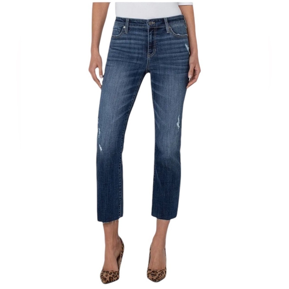 Liverpool Los Angeles Kennedy Crop Straight Eco Jean with Rough Cut Hem